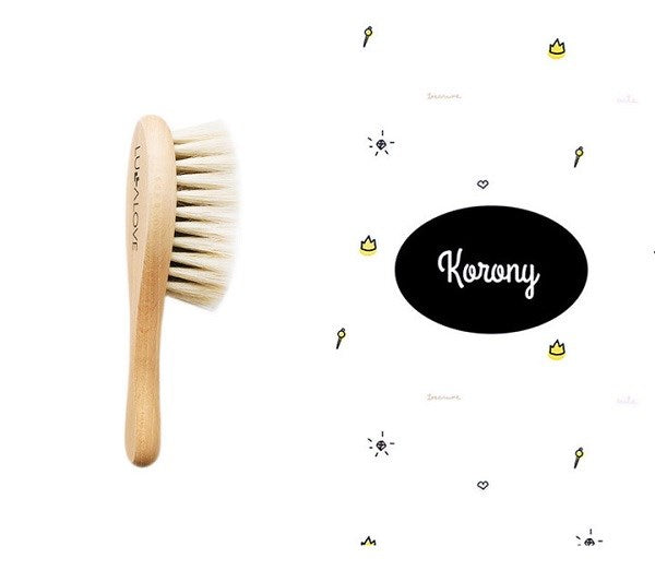 Lullalove Hairbrush Set with Goat's Bristle and Washcloth (Crowns Pattern) (7726501003490)