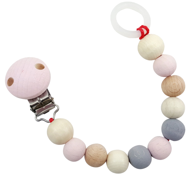HESS-SPIELZEUG Pacifier Chain- Natural Pink (7671976755426)