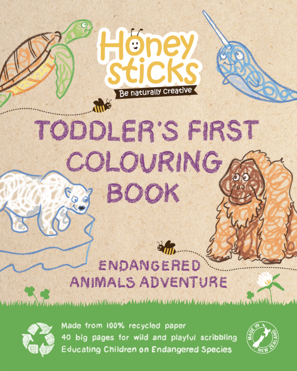 Honeysticks- Toddlers First Colouring Book- Endangered Species (7097057771702)