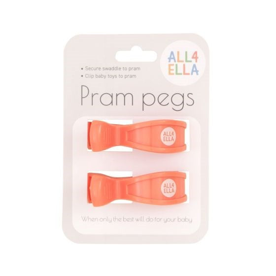 All4Ella Pram Pegs - 2 Pack - Coral (8266143138018)