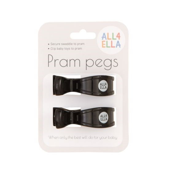 All4Ella Pram Pegs - 2 Pack - Black (8266142974178)