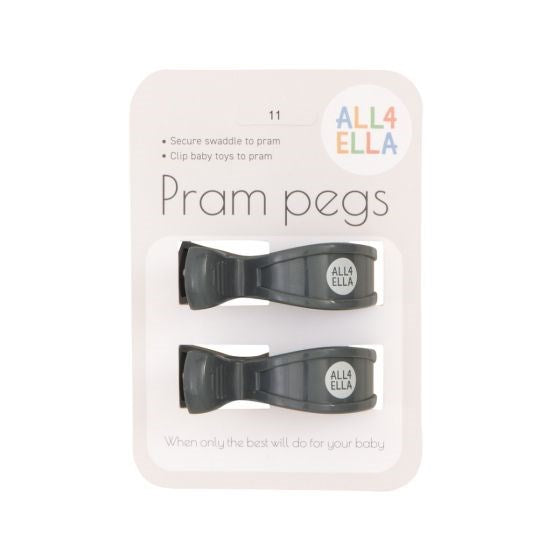 All4Ella Pram Pegs - 2 Pack - Charcoal (8266143170786)