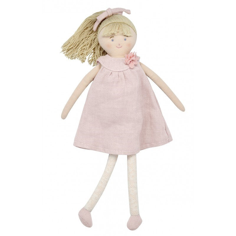 xTrousselier TRSV101864 Doll with Grey Pouder Pink Linen dress 30Cm (6823176274102)