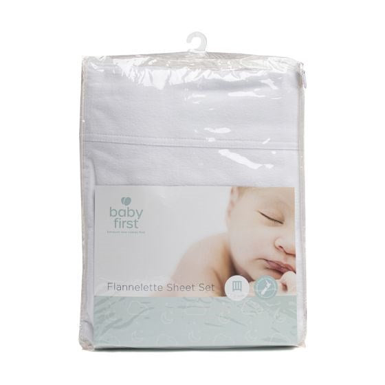 Baby First Cot Flannelette Sheet Set White (8266144547042)