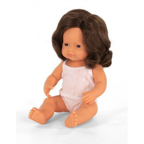 Miniland Anatomically Correct Baby Doll Caucasian Girl 38cm Brunette (7671979278562)
