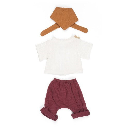 Miniland Clothing Sand pants and top with scarf (32cm Doll) (7938614100194)