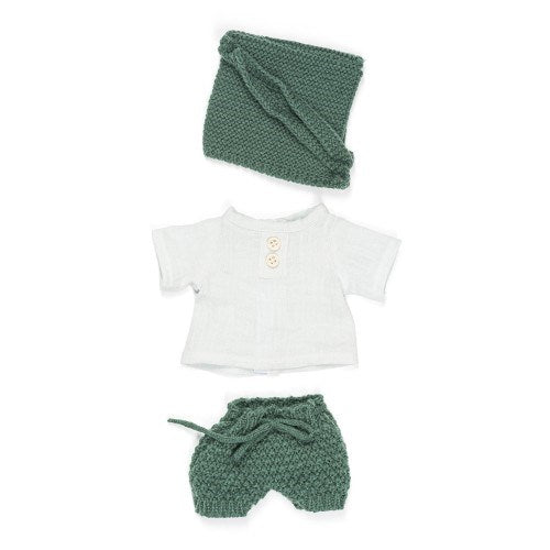 Miniland Clothing Forest pants and top with scarf (32 cm Doll) (7938610528482)
