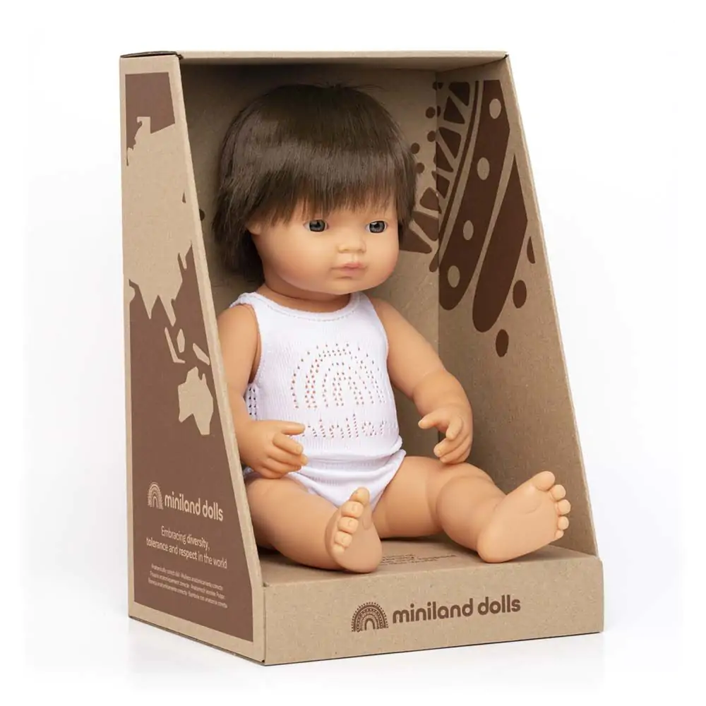 Miniland - Baby Doll - Caucasian Brunette Boy 38cm (8088880775394)