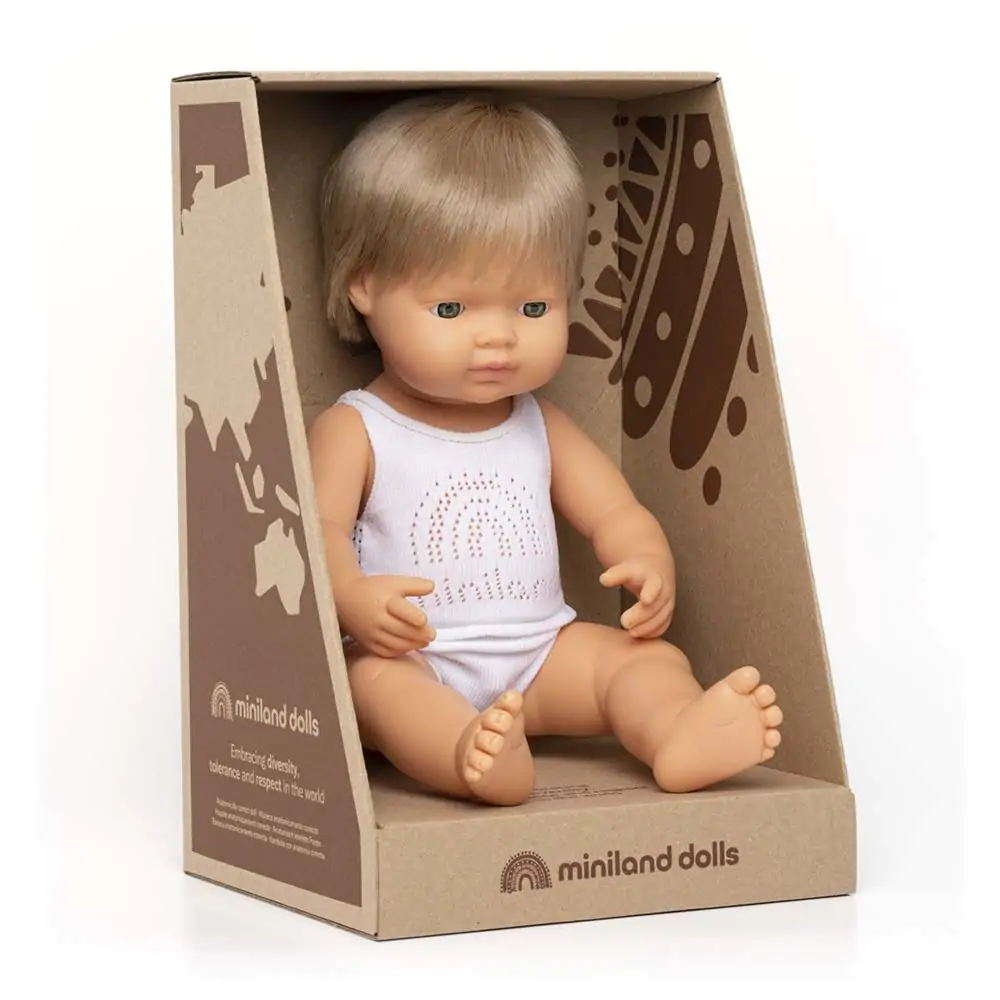 Miniland - Baby Doll - Caucasian Dark Blonde Boy 38cm (8088884379874)