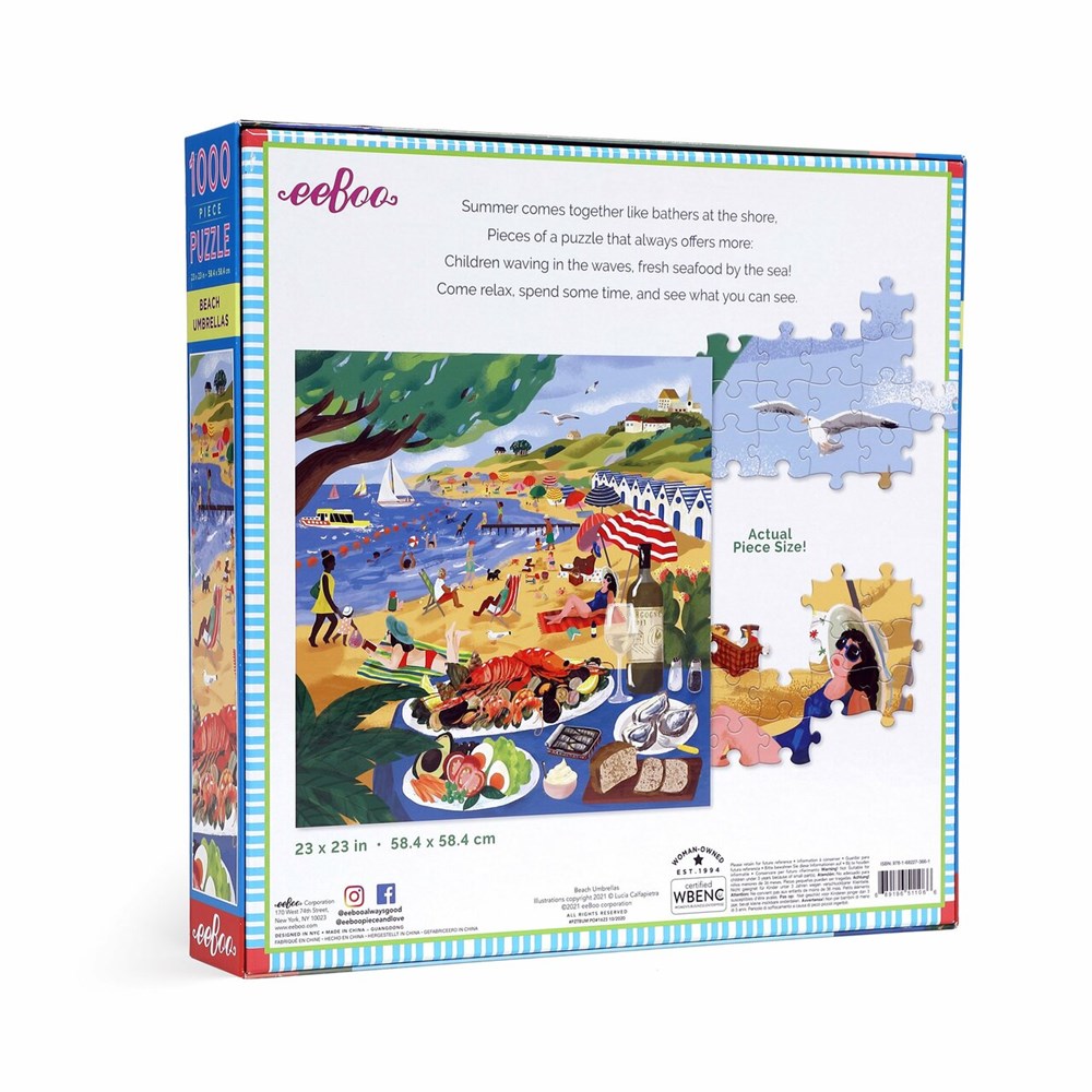 EeBoo 1000 piece puzzle- Beach Umbrella (7813025202402)