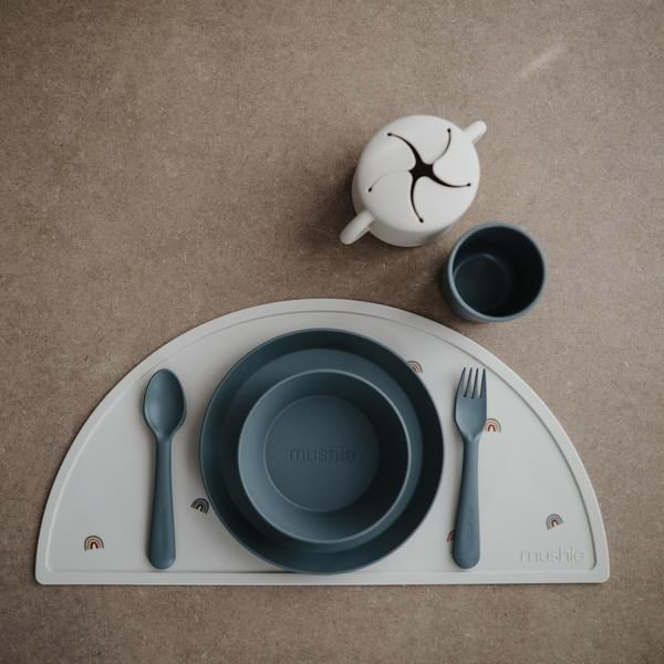 Mushie Dinnerware Round Plate- Smoke (set of 2) (7448381391074)