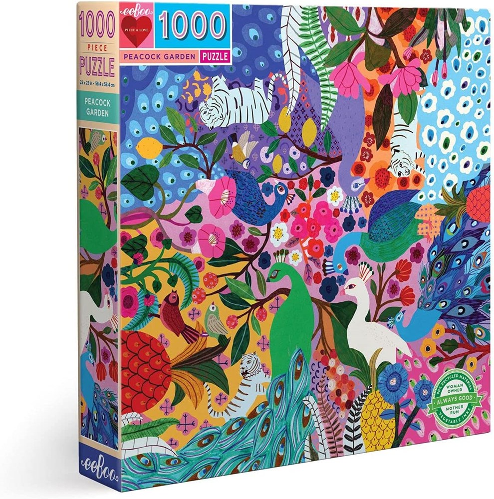 EeBoo 1000pc Puzzle Peacock Garden (7800540332258)