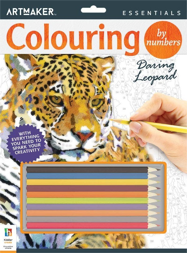 Hinkler Art Maker Essentials Colour By Number: Leopard (8264135835874)