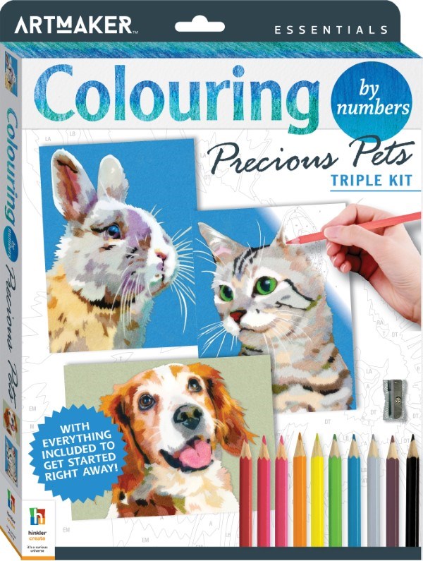 Hinkler Art Maker Essentials Colour by Number Triple Pack: Pets (8264135868642)