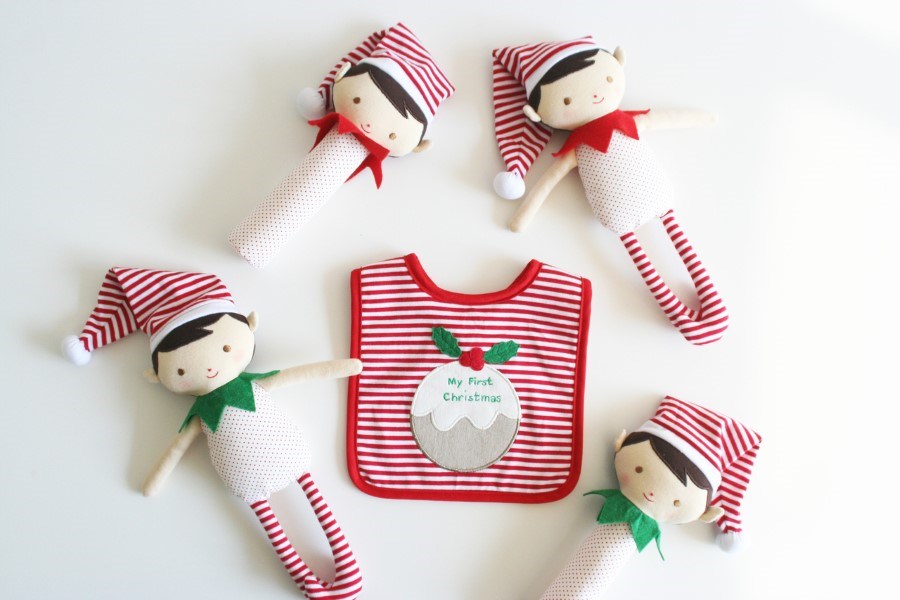 Alimrose Cheeky Elf Rattle- Green Spot (7013169692854)