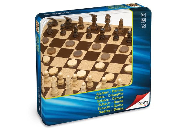 Cayro Games Chess and Draughts - Metal Box (7765297791202)
