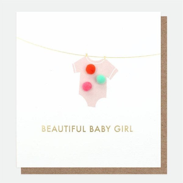 Mini Pom Pom Baby Girl Card (7097059082422)