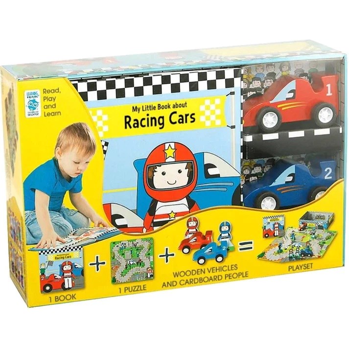 My Little Village Racing Cars Book and Puzzle (8096336380130)