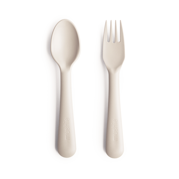 Mushie Fork + Spoon- Ivory (7097042632886)