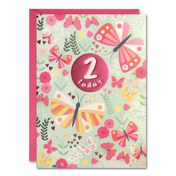 Age 2 Butterflies Birthday Card (7097062228150)
