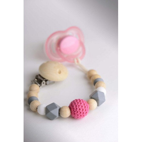 xKikadu Soother Chain Pink Grey (6822800457910)