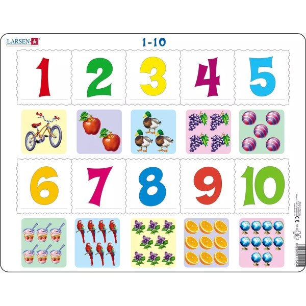 Larsen Maxi Puzzle Learn to Count: Numbers from 1-10 - 10 Pieces (36.5 x 28.5 cm) (7800540627170)