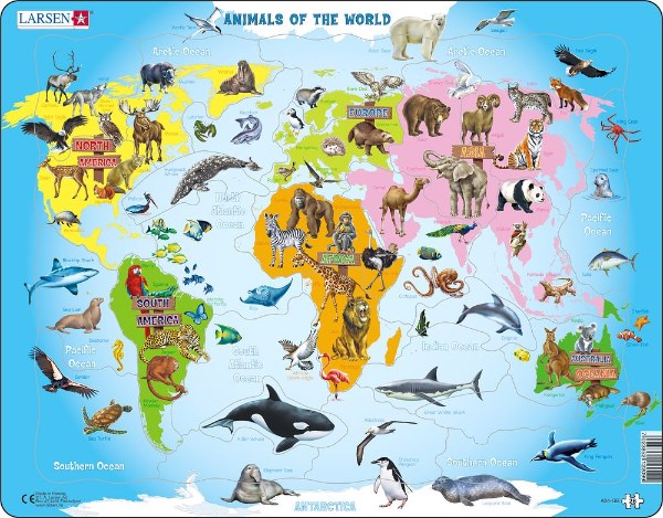 Larsen Maxi Puzzle Animals of the World - 28 pieces (7979221188834)