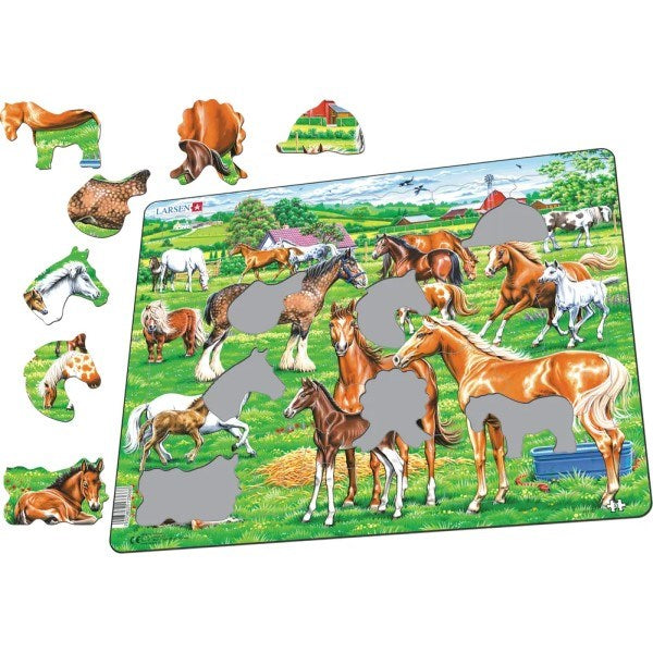 Larsen Maxi Puzzle Beautiful Horses of Different Breeds - 33 Pieces (36.5 x 28.5 cm) (7800540889314)