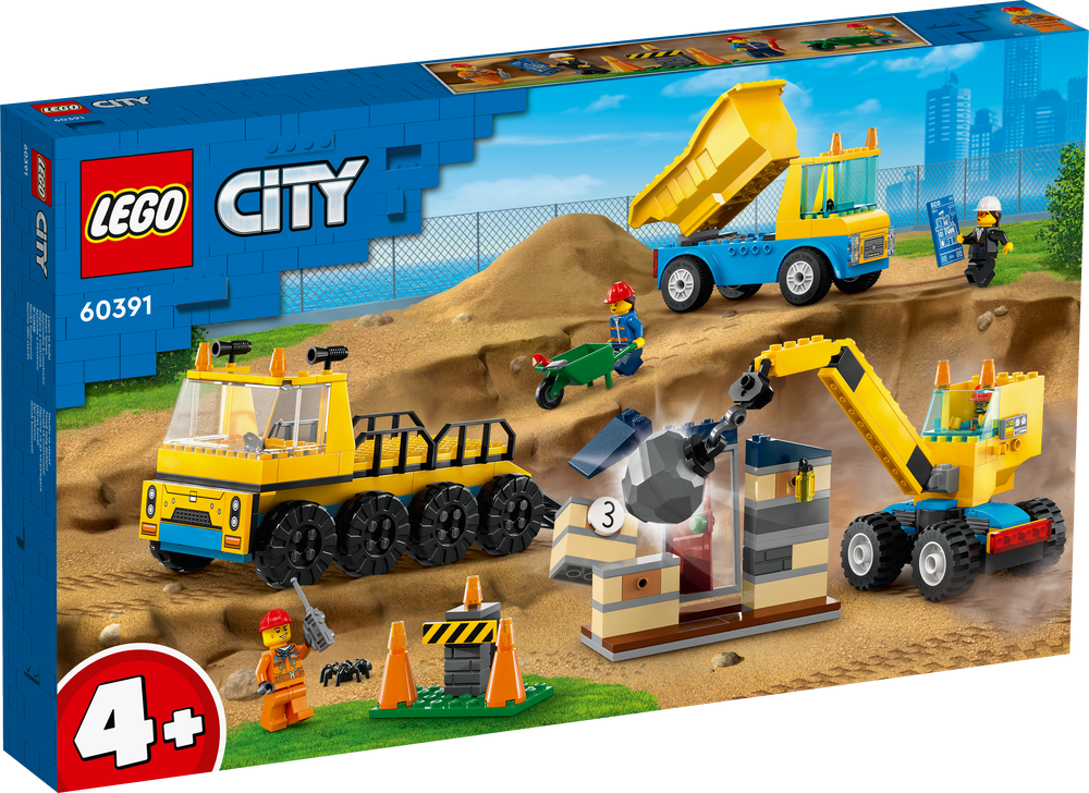 LEGO CITY Construction Trucks and Wrecking Ball Crane 60391 (8099088466146)
