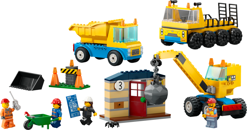 LEGO CITY Construction Trucks and Wrecking Ball Crane 60391 (8099088466146)