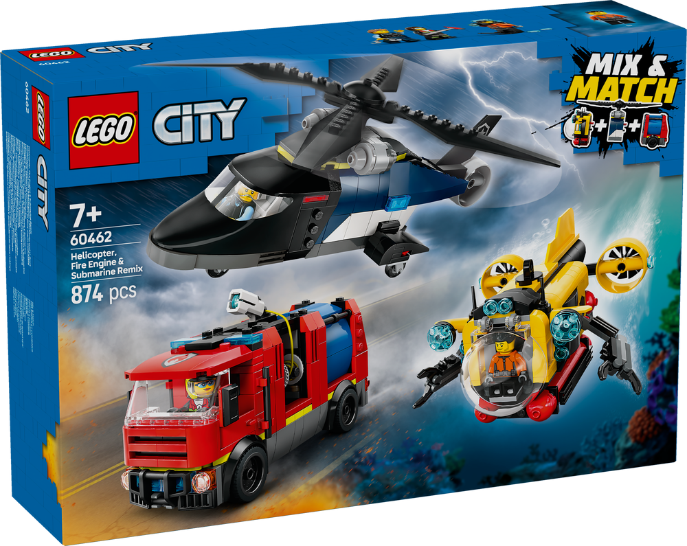 LEGO CITY Helicopter, Fire Truck & Submarine Remix 60462 (8776116699362)