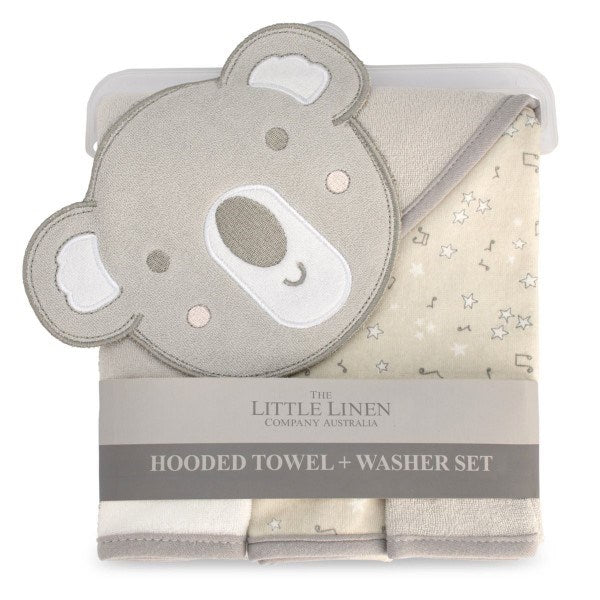 Little Linen Co. Hooded Towel and Washers - Cheeky Koala (8238107164898)