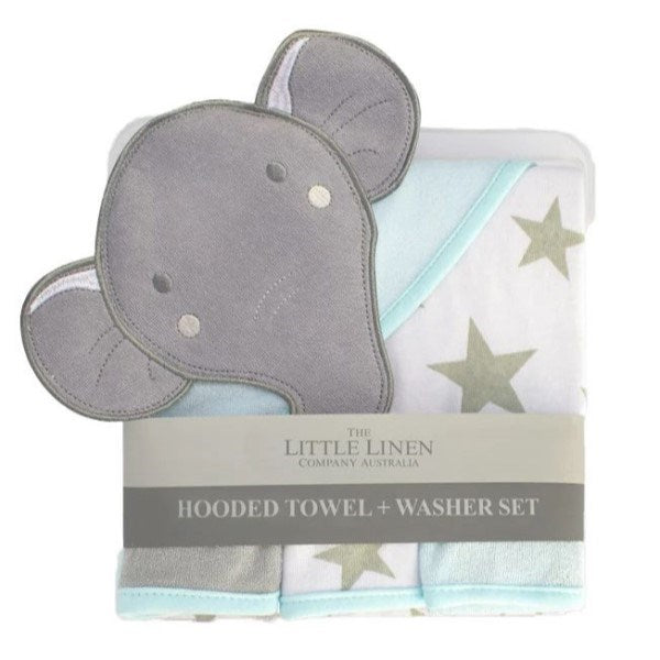 Little Linen Co. Hooded Towel and Washers - Elephant Star (8238106935522)