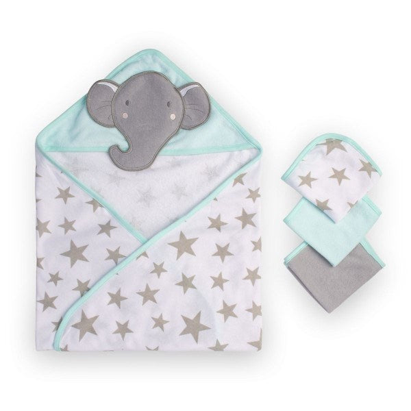 Little Linen Co. Hooded Towel and Washers - Elephant Star (8238106935522)