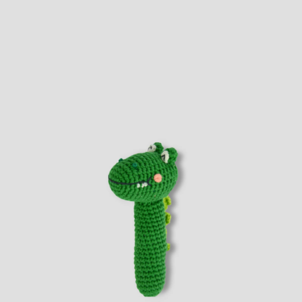 Little Linen Crochet Rattle - Curious Croc (8266185703650)