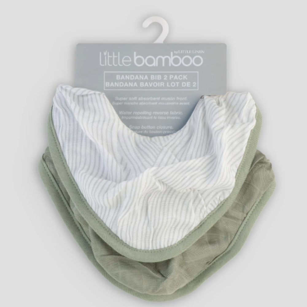 Little Linen Little Bamboo Bib 2pk Bayleaf (8266183966946)