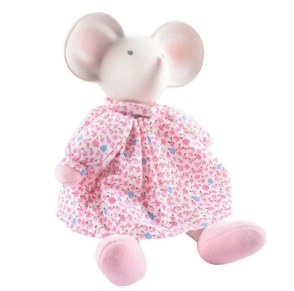Meiya & Alvin Meiya the Mouse Rubber Head Teether Toy in Floral Pink Dress (7761184882914)