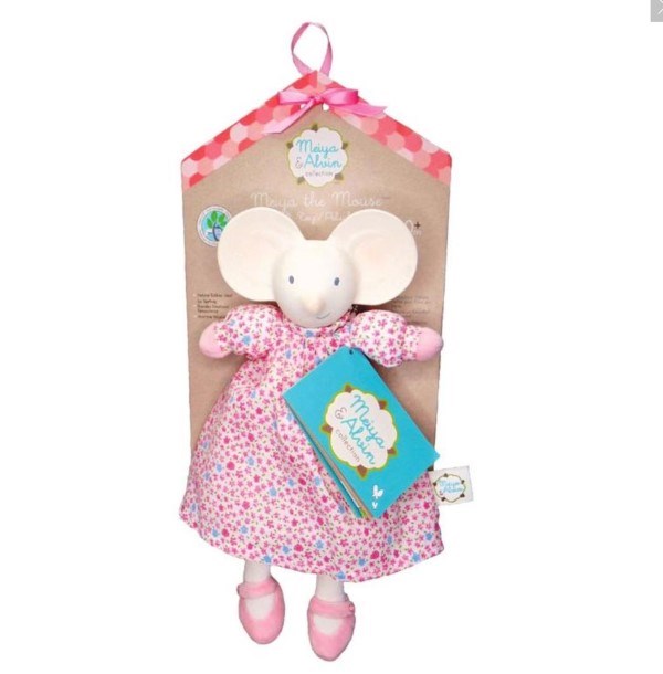 Meiya & Alvin Meiya the Mouse Rubber Head Teether Toy in Floral Pink Dress (7761184882914)