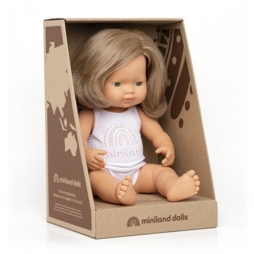Miniland Dark Blond Girl Doll 38cm (7938611478754)