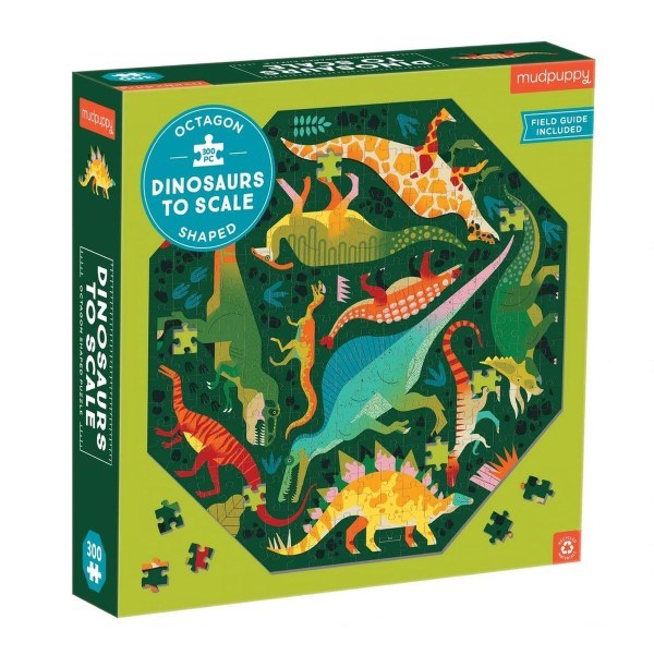 Mudpuppy Octagon Shaped 300 piece Puzzle: Dinosaurs to Scale (7762947342562)