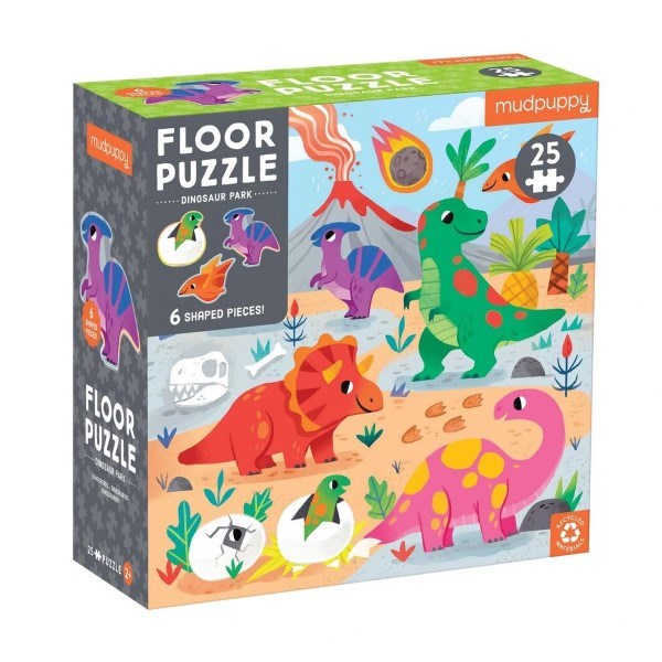 Mudpuppy Dinosaur Park 25 Piece Floor Puzzle with Shaped Pieces (7762947768546)