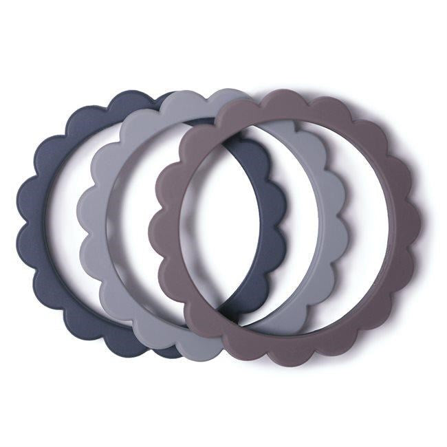 Mushie Teething Bracelet Flower - Steel Dove Grey Stone (8015145238754)