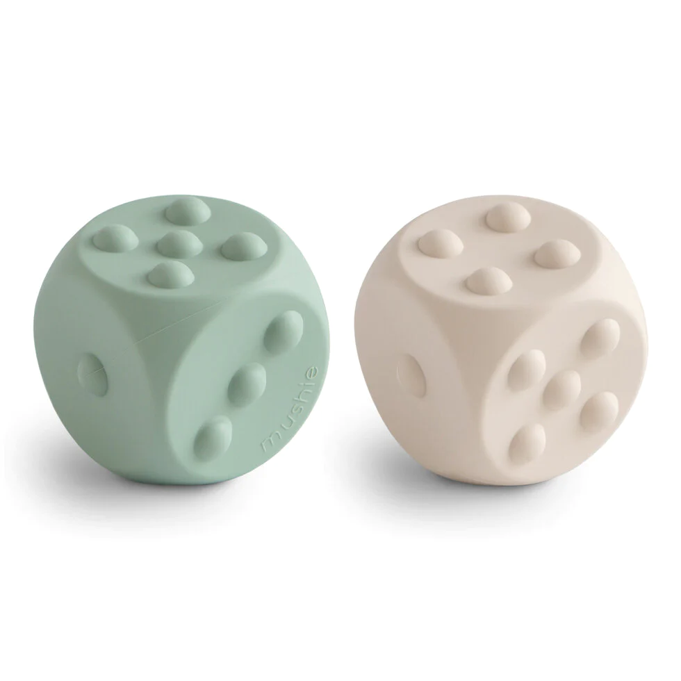 Mushie Dice Press Toy Cambridge Blue/Shifting Sand (2-pack) (8030181523682)