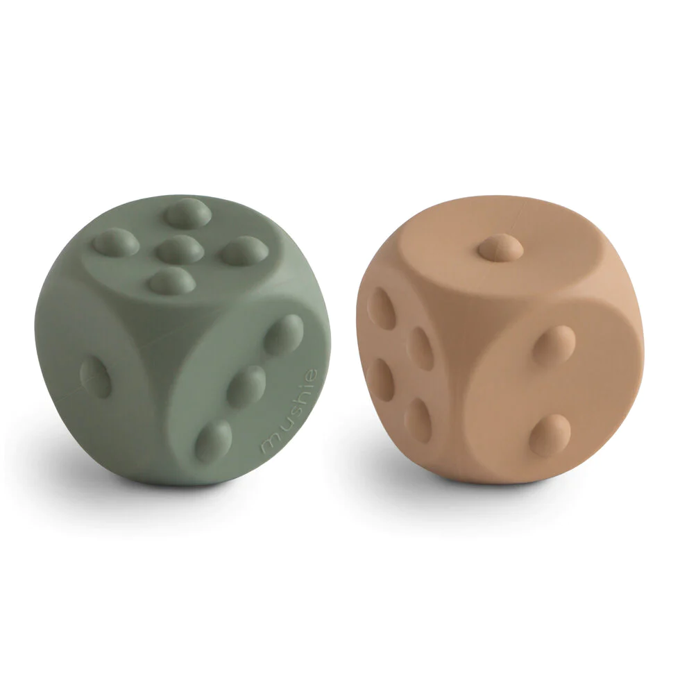 Mushie Dice Press Toy Dried Thyme/Natural (2-pack) (8030181556450)