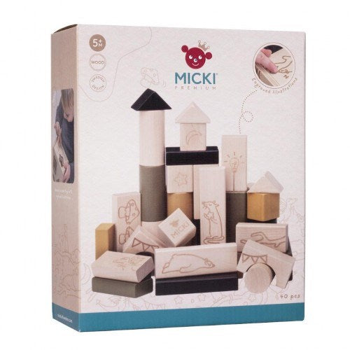 MICKI Premium - Wooden Building Blocks 40 pcs (7938612953314)