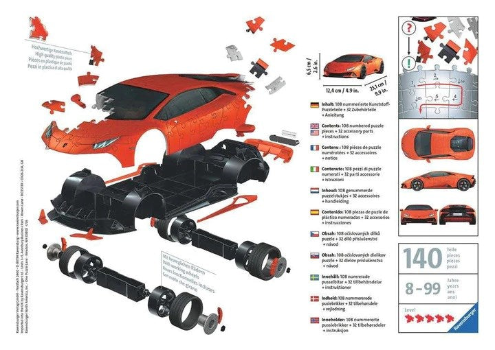 Ravensburger Lamborghini Huracan Evo 3D Puzzle 108pc (8088879759586)