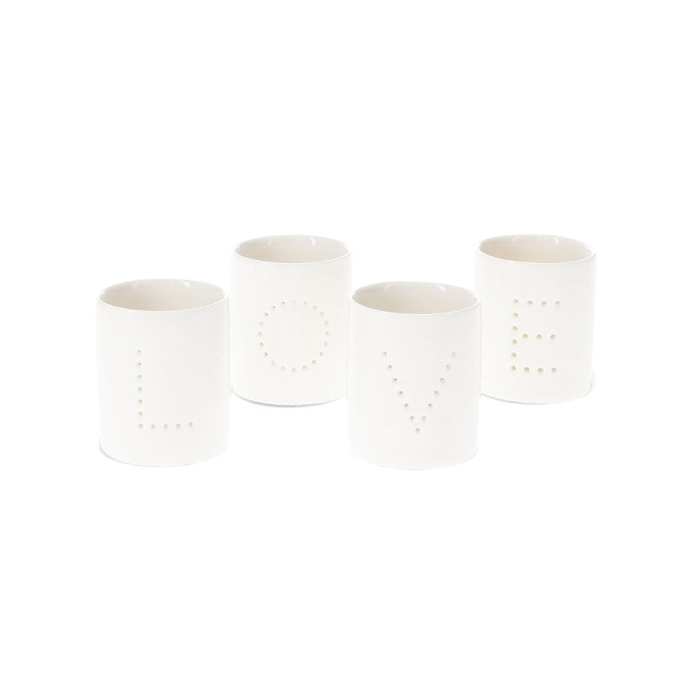 Rex London Glossy Ceramic Tealight Holders (Set Of 4) - Love (8862070112482)