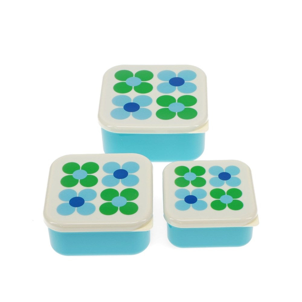 Rex London Snack Boxes (Set Of 3) - Blue And Green Daisy (8862070571234)