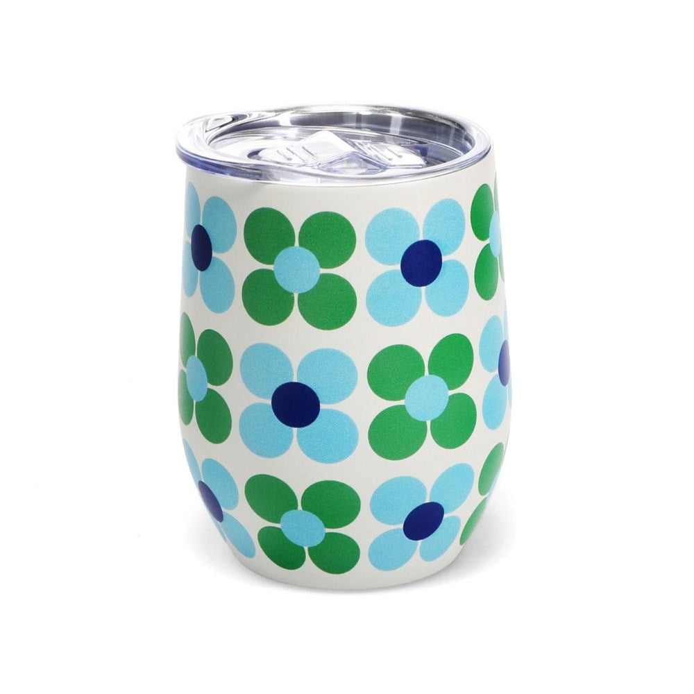 Rex London Travel Cup 350Ml - Blue And Green Daisy (8862070931682)