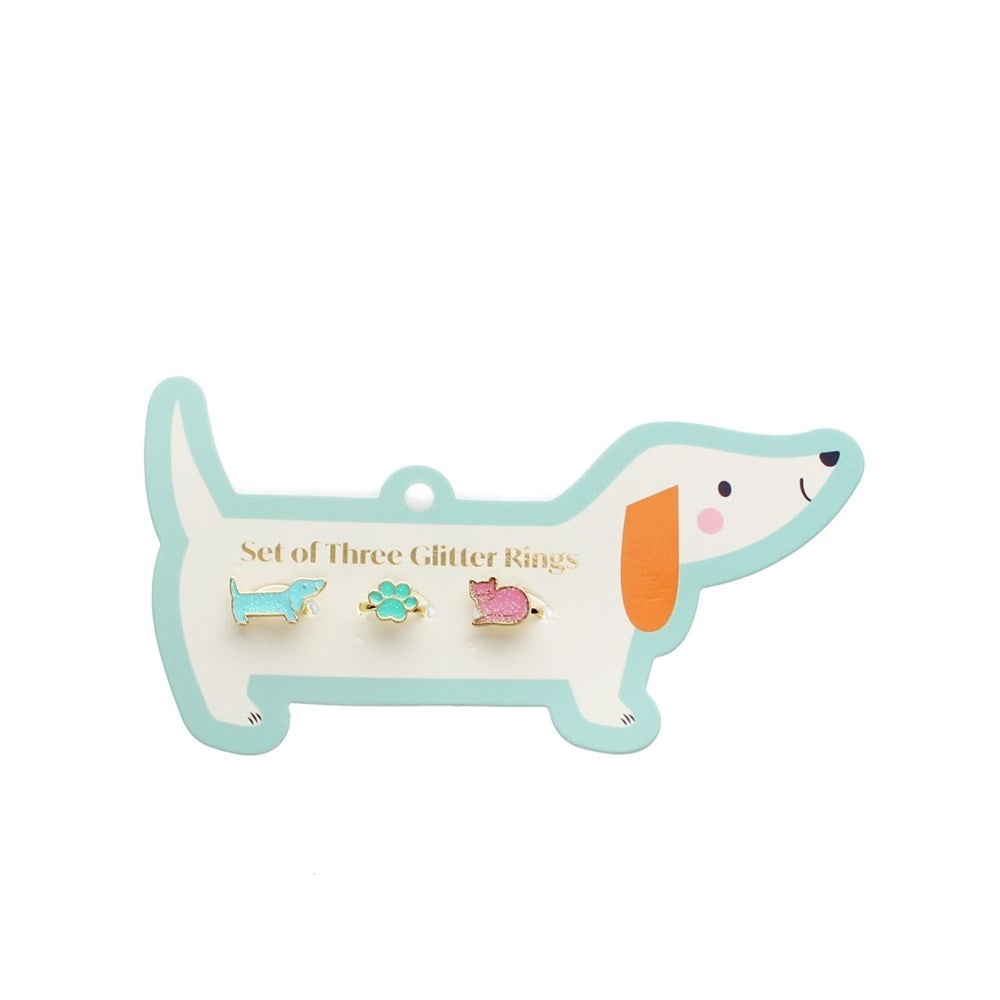 Rex London Glitter Rings (Set Of 3) - Dog & Cat (8862071095522)